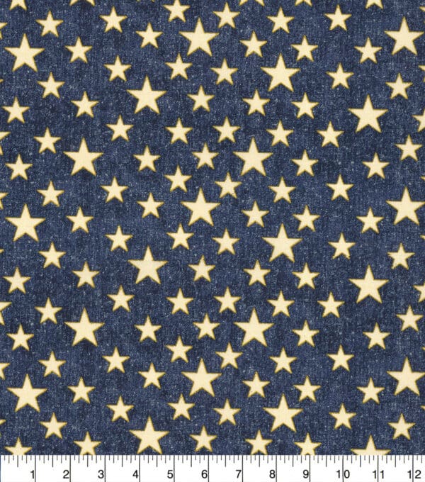 Gold Outlined Stars on Blue - Image 3